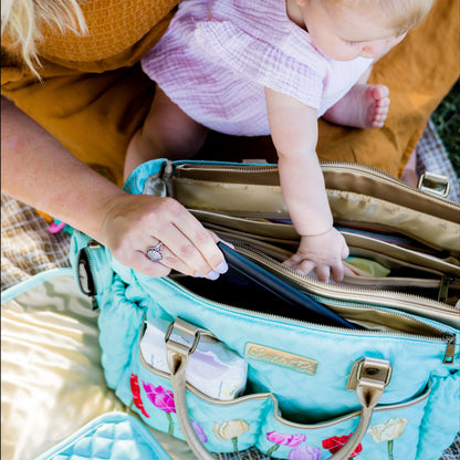 nappy-bag-diaper-pram-best-designer-australian-baby-changing-tote-large-stylish-floral-bee-convertible-change-mat-changing-print-daisy-tulip-best-quilted