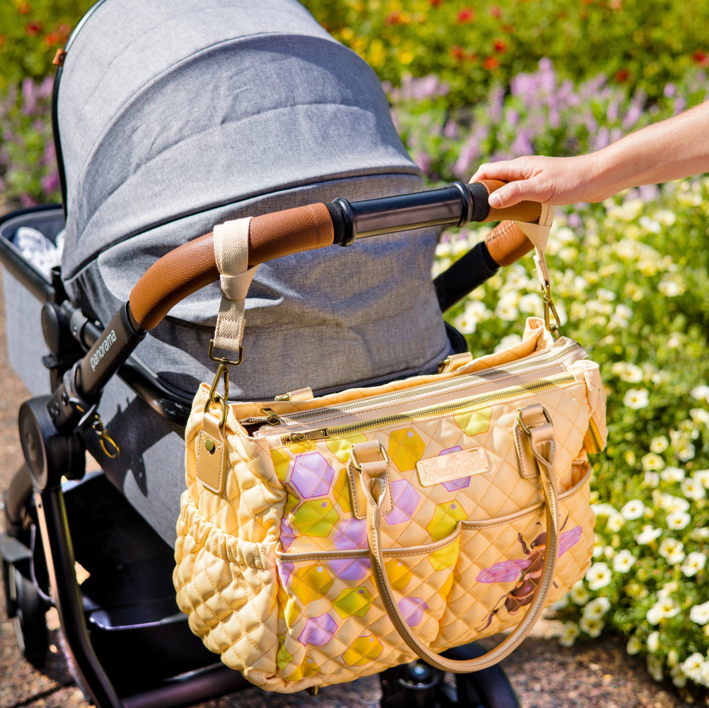 nappy-bag-diaper-pram-best-designer-australian-baby-changing-tote-large-stylish-floral-print-convertible-mat-bee-backpack-quilted